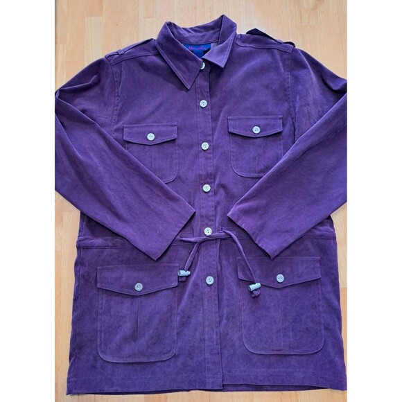 Denim & Co Lightweight Drawstring Lined Purple Jacket Women’s Medium w/ Pockets - Picture 1 of 12